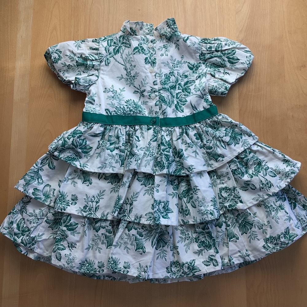 NWT JANIE AND JACK FLORAL TOILE DRESS GREEN WHITE 2T - Picture 3 of 8